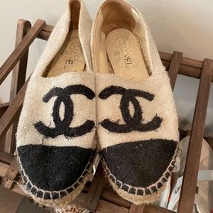 Chanel Espadrilles, Size 8, Black and White